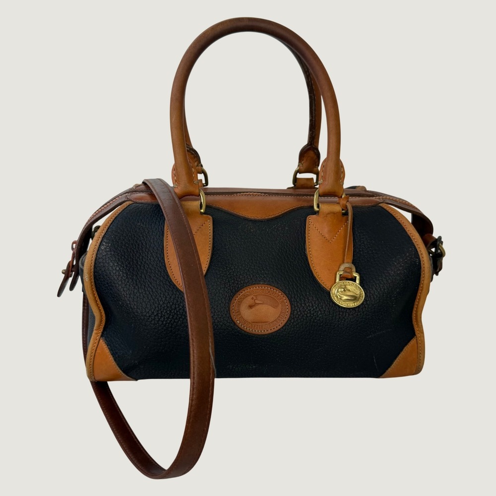 Vintage Dooney & Bourke All Weather Leather Gladstone Satchel Black Brown
